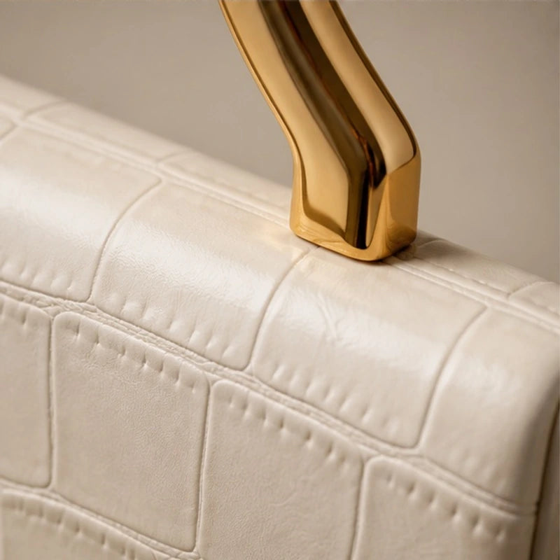 Carys Structured Croc-Embossed Leather Clutch - White - Accessories > Handbags > Clutch Bags - Brondals - Image 1