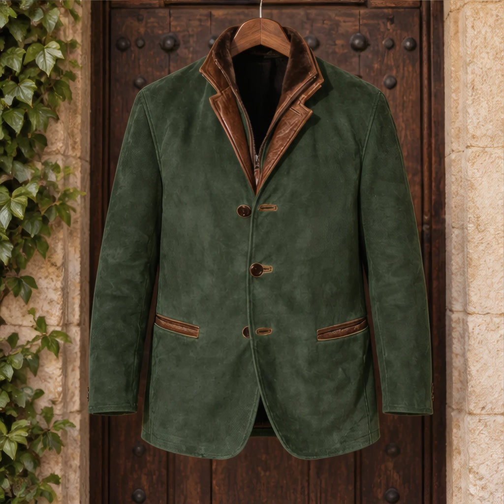 Caspar Men's Leather Button-Up Jacket - Green - Jackets for Men - Brondals - Image 2