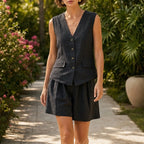 Catalina Sleeveless Linen Set - Black - women's set - Brondals - Image 2