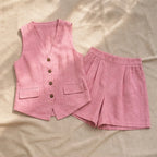 Catalina Sleeveless Linen Set - Pink - Outfit Set - Brondals - Image 1