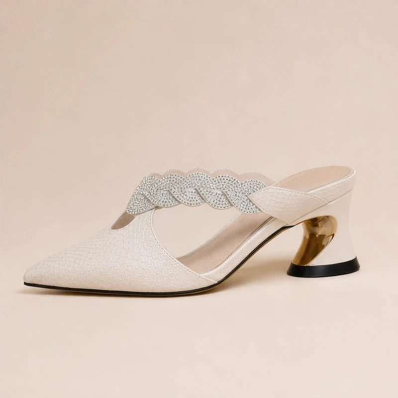 Cecilia Crystal Strap Mule - White - crystal strap heels - Brondals - Image 3