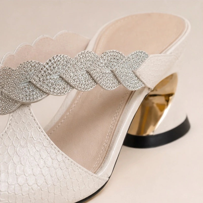 Cecilia Crystal Strap Mule - White - women's mules - Brondals - Image 2