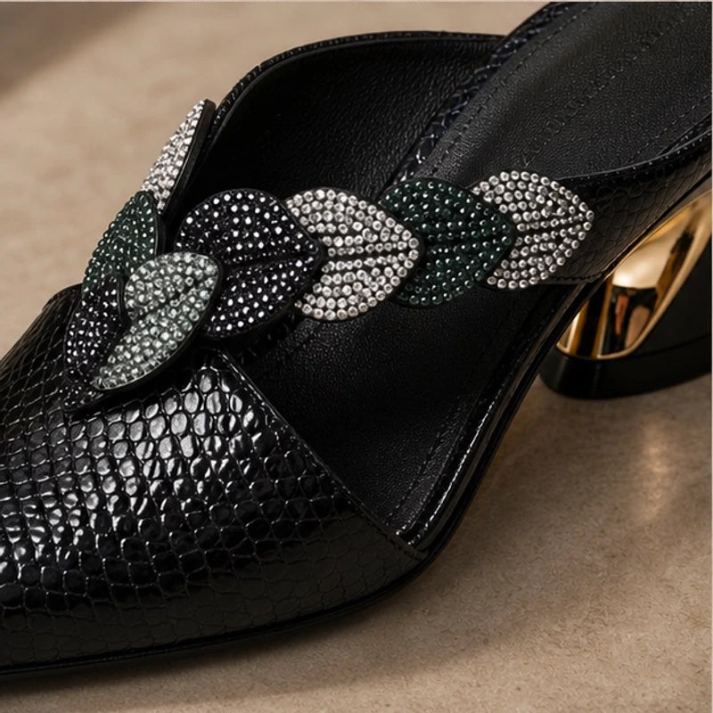 Cecilia Crystal Strap Mule - Black - women's mules - Brondals - Image 2