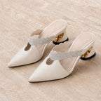 Cecilia Crystal Strap Mule - White - Shoes - Brondals - Image 1