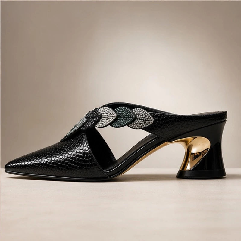 Cecilia Crystal Strap Mule - Black - crystal strap heels - Brondals - Image 3