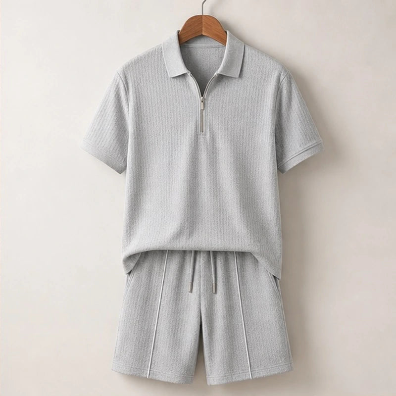 Chandler Textured Polo Short Set - Grey - outfit set - Brondals - Image 2