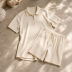 Chandler Textured Polo Short Set - Beige - Outfit Set - Brondals - Image 1