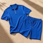 Chandler Textured Polo Short Set - Blue - Outfit Set - Brondals - Image 1