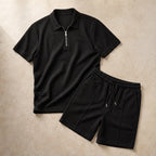 Chandler Textured Polo Short Set - Black - Outfit Set - Brondals - Image 1
