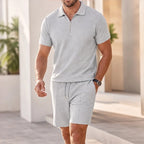 Chandler Textured Polo Short Set - Grey - two-piece set - Brondals - Image 4