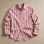 Clayton Striped Linen Shirt - Red - Shirt - Brondals - Image 1