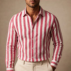 Clayton Striped Linen Shirt - Red - linen shirt - Brondals - Image 3