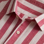 Clayton Striped Linen Shirt - Red - men's shirt - Brondals - Image 2