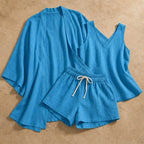 Clementine Women's Lightweight Linen 3 Piece Set - Blue - Outfit Set - Brondals - Image 1