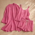 Clementine Women's Lightweight Linen 3 Piece Set - Pink - Outfit Set - Brondals - Image 1