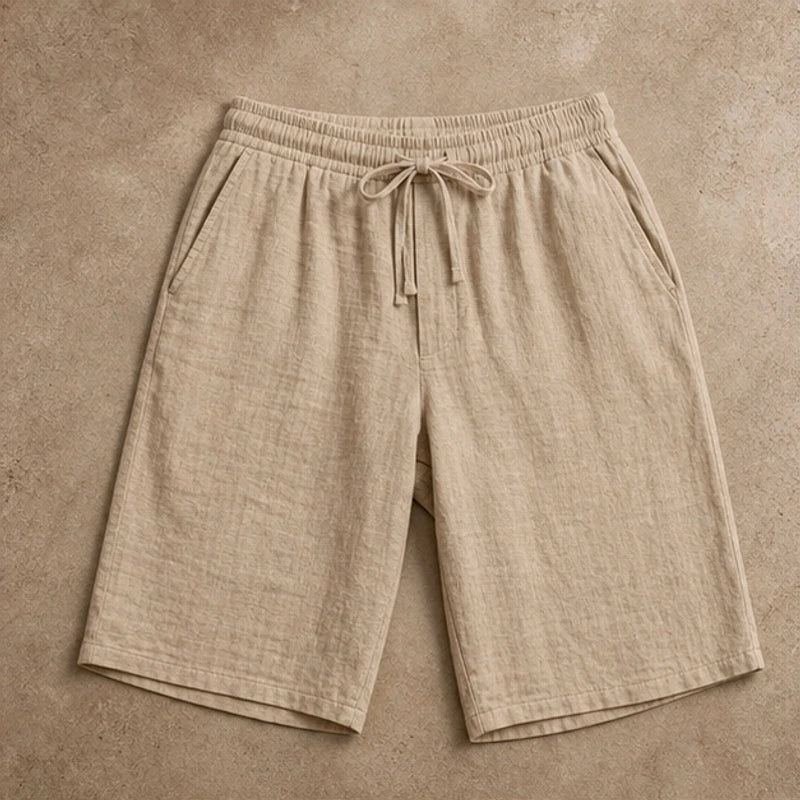 Corbin Knee-Length Linen Shorts - Sand Beige - Shorts - Brondals - Image 1