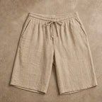 Corbin Knee-Length Linen Shorts - Sand Beige - Shorts - Brondals - Image 1