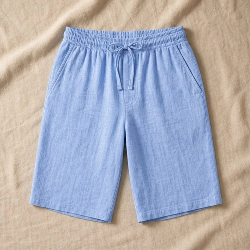 Corbin Knee-Length Linen Shorts - Coastal Blue - Shorts - Brondals - Image 1