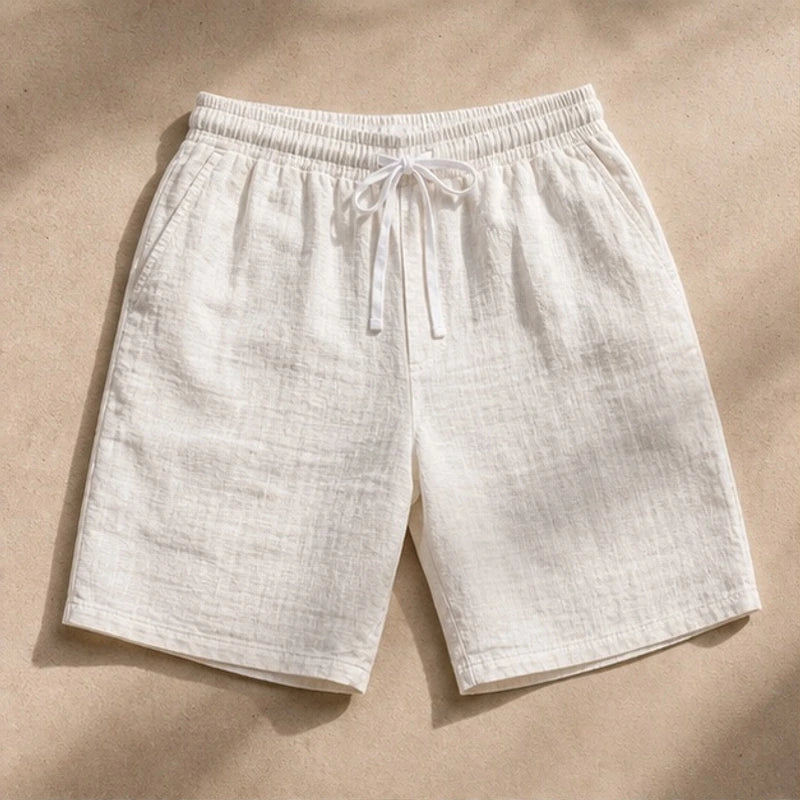 Corbin Knee-Length Linen Shorts - Ivory White - Shorts - Brondals - Image 1