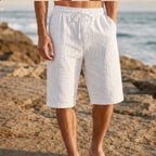 Corbin Knee-Length Linen Shorts - Ivory White - linen shorts - Brondals - Image 3