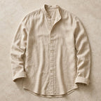 Cortland Linen Mandarin Shirt - Sand Beige - Shirt - Brondals - Image 1
