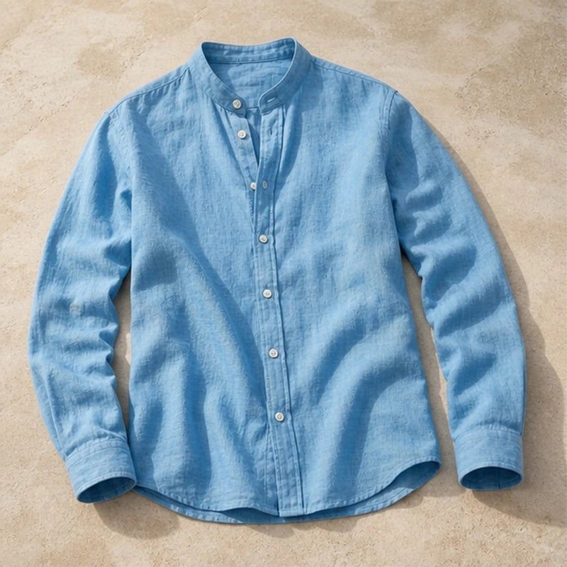 Cortland Linen Mandarin Shirt - Sky Blue - Shirt - Brondals - Image 1