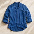 Cortland Linen Mandarin Shirt - Royal Blue - Shirt - Brondals - Image 1