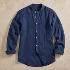 Cortland Linen Mandarin Shirt - Midnight Navy - Shirt - Brondals - Image 1