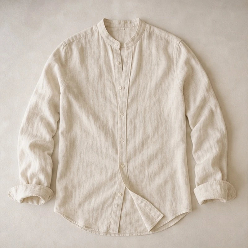 Cortland Linen Mandarin Shirt - Ivory - Shirt - Brondals - Image 1
