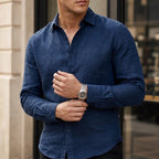 Cullen Linen Button-Up Shirt - Midnight Navy - men's shirt - Brondals - Image 2