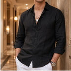 Cullen Linen Button-Up Shirt - Black - linen shirt - Brondals - Image 3