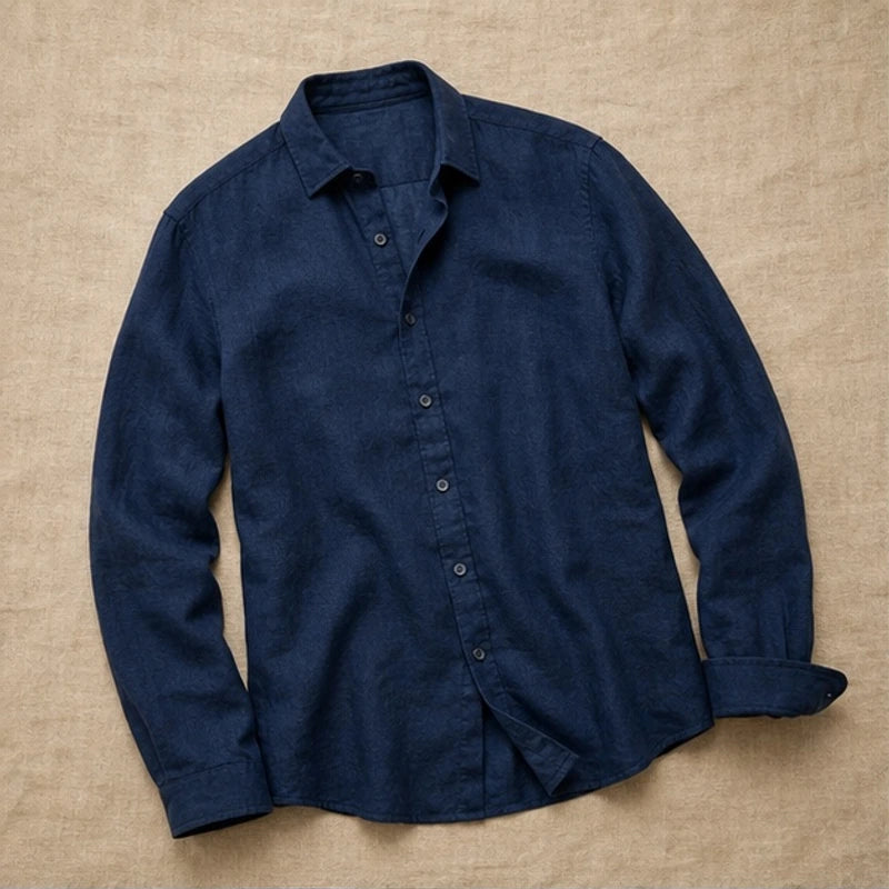 Cullen Linen Button-Up Shirt - Midnight Navy - Shirt - Brondals - Image 1
