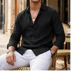 Cullen Linen Button-Up Shirt - Black - men's shirt - Brondals - Image 2