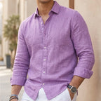 Cullen Linen Button-Up Shirt - Lavender - men's shirt - Brondals - Image 2