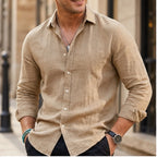 Cullen Linen Button-Up Shirt - Sand Beige - men's shirt - Brondals - Image 2
