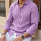 Cullen Linen Button-Up Shirt - Lavender - button-up shirt - Brondals - Image 4