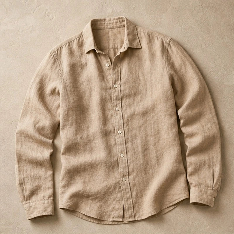 Cullen Linen Button-Up Shirt - Sand Beige - Shirt - Brondals - Image 1