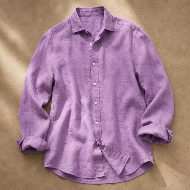 Cullen Linen Button-Up Shirt - Lavender - Shirt - Brondals - Image 1