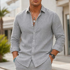 Cullen Linen Button-Up Shirt - Heather Gray - men's shirt - Brondals - Image 2