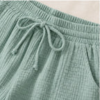 Daphne Drawstring Gauze Shorts - Teal Green - women's shorts - Brondals - Image 2