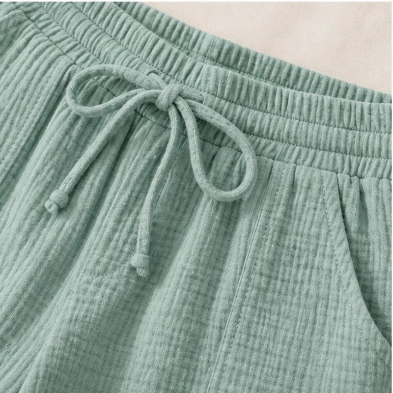 Daphne Drawstring Gauze Shorts - Teal Green - women's shorts - Brondals - Image 2