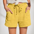 Daphne Drawstring Gauze Shorts - Yellow - gauze shorts - Brondals - Image 3