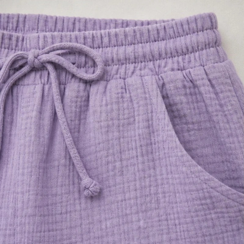 Daphne Drawstring Gauze Shorts - Light Purple - women's shorts - Brondals - Image 2