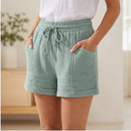 Daphne Drawstring Gauze Shorts - Teal Green - gauze shorts - Brondals - Image 3