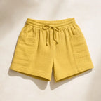 Daphne Drawstring Gauze Shorts - Yellow - Shorts - Brondals - Image 1