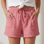 Daphne Drawstring Gauze Shorts - Blush Pink - women's shorts - Brondals - Image 2