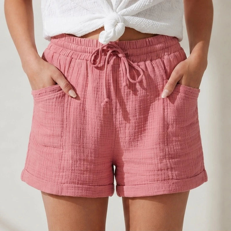 Daphne Drawstring Gauze Shorts - Blush Pink - women's shorts - Brondals - Image 2