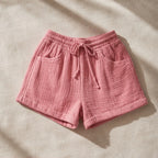 Daphne Drawstring Gauze Shorts - Blush Pink - Shorts - Brondals - Image 1