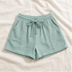 Daphne Drawstring Gauze Shorts - Teal Green - Shorts - Brondals - Image 1