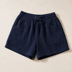 Daphne Drawstring Gauze Shorts - Navy - Shorts - Brondals - Image 1